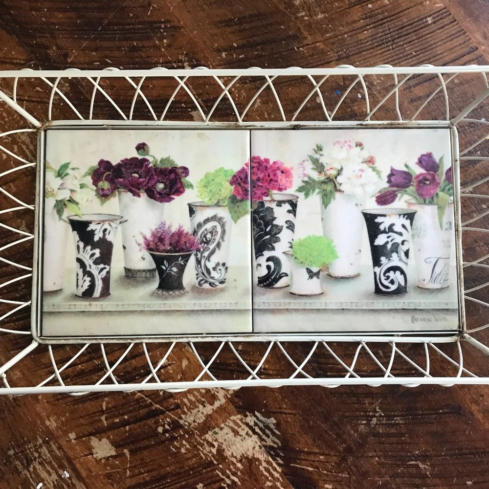 A gorgeous tile floral tray for serving your guests
